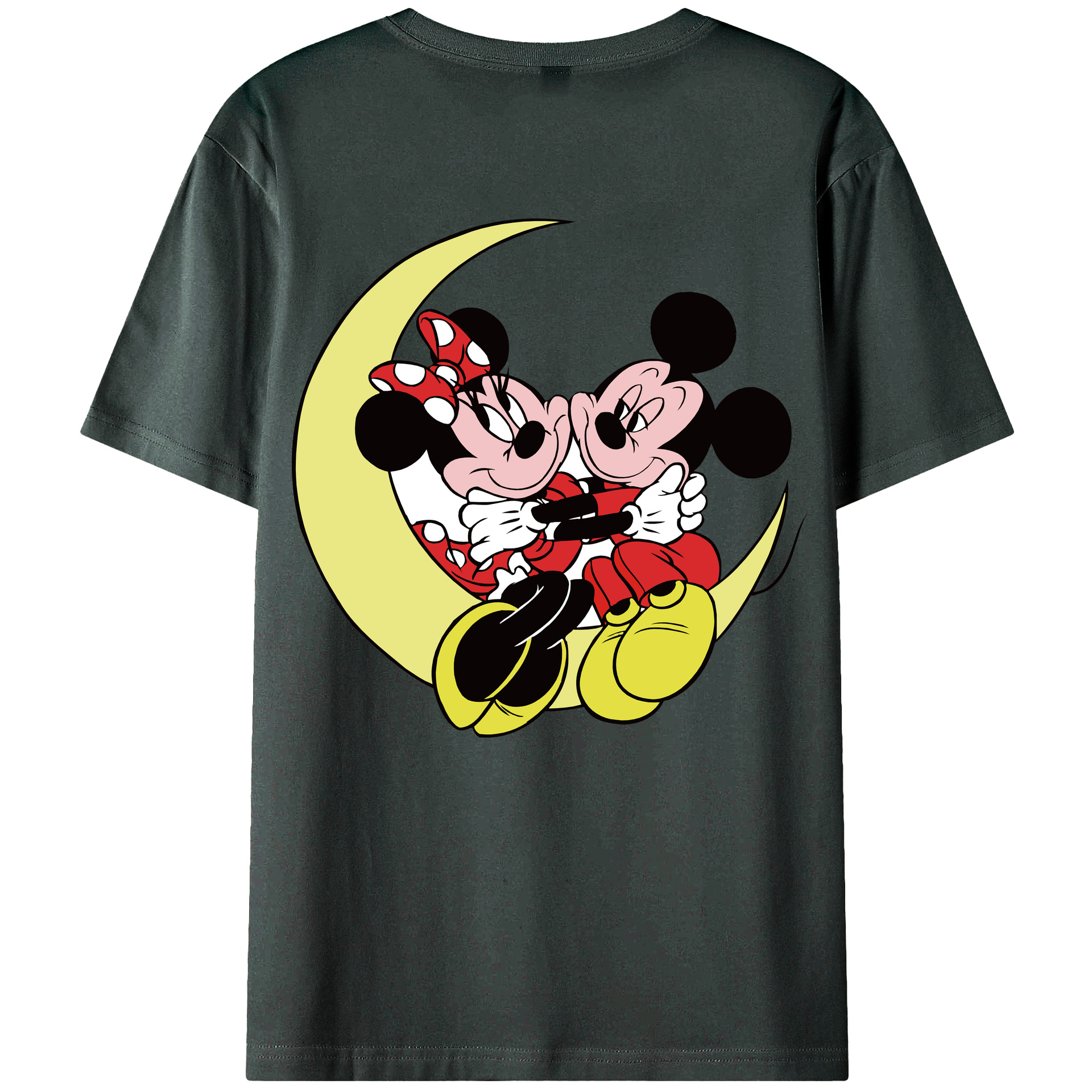 ミッキーマウス Mickey Mouse 綿100％ メンズ半袖Tシャツ（バックプリント） 通気性